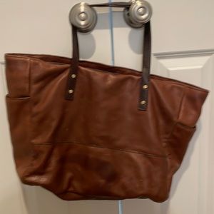 Brown leather J Crew tote